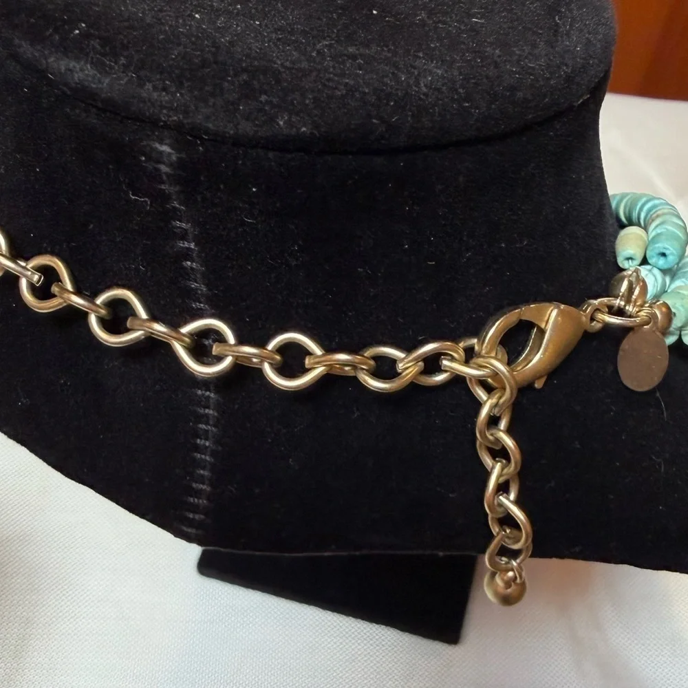 Blue Multi-Strand Beaded Necklace & Stretch Bracelet - Like New